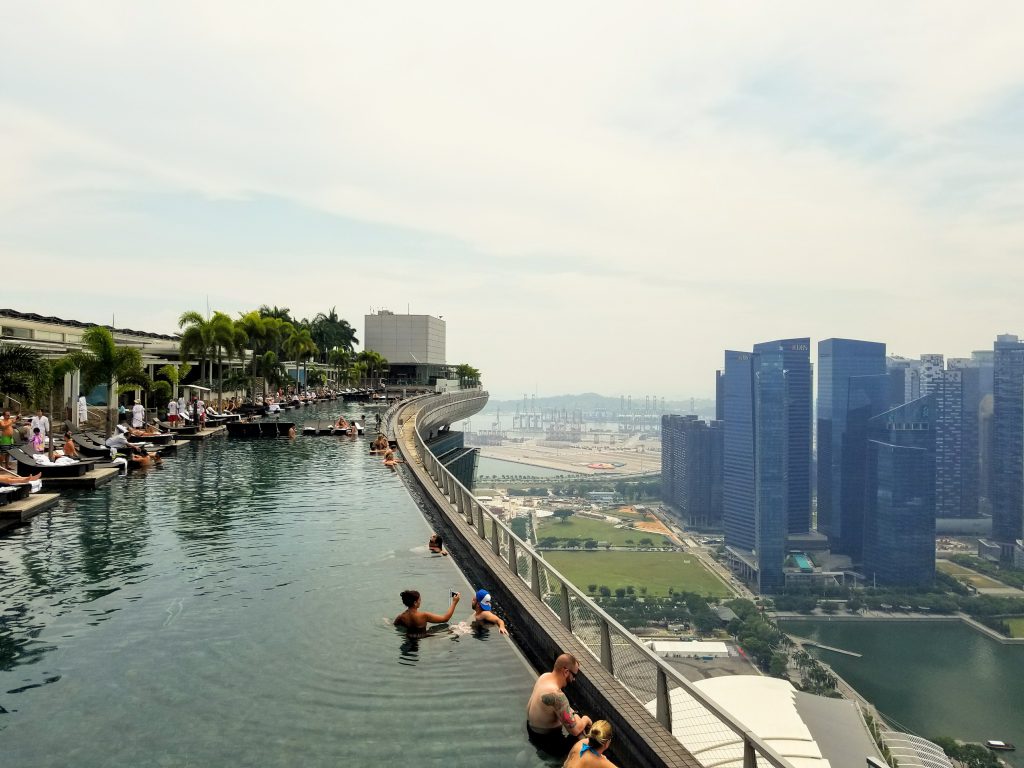 The infinity pool at the top of the Marina Bay Sands