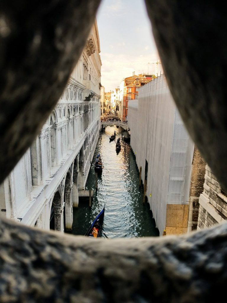 The view from the Bridge of Sighs in Venice