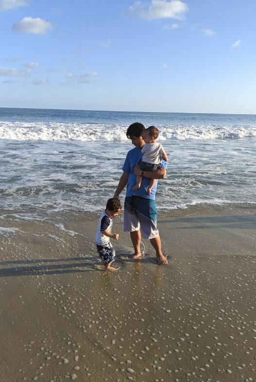 Family on beach 