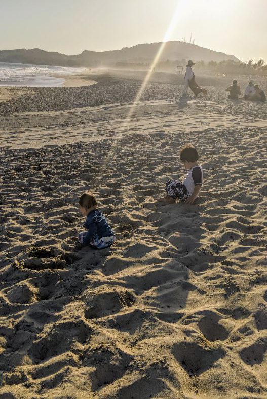 Kids playing on the beach