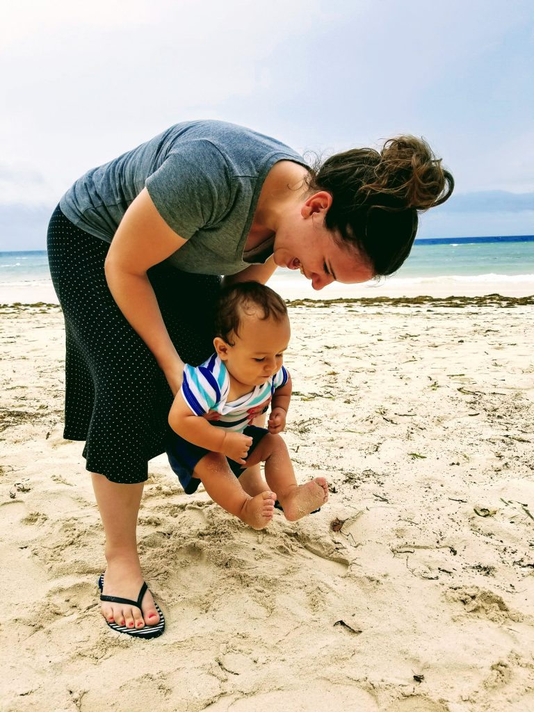 Woman and baby on Alona Beach