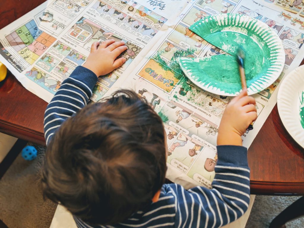 Making a water lily craft for our France preschool unit