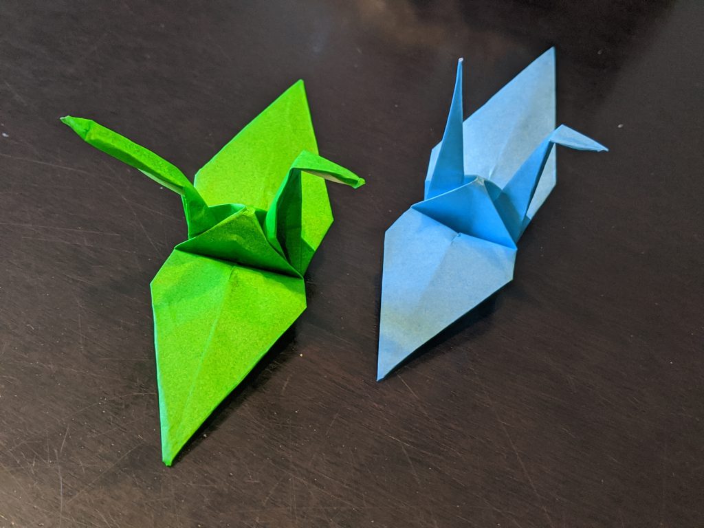 Paper cranes for a Japan preschool activity