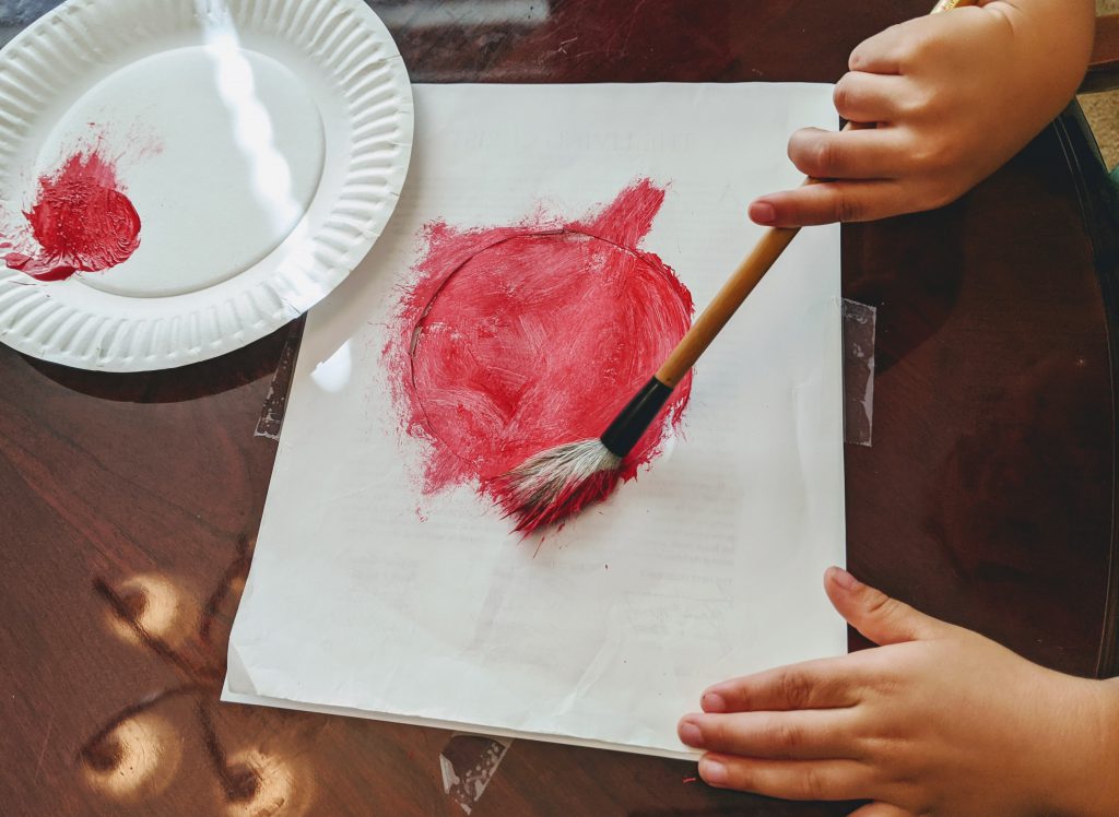 Chile painting a flag of Japan preschool craft