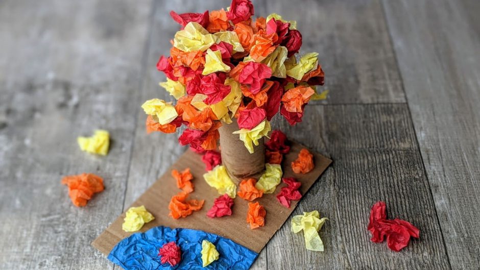 Fall leaves tissue paper craft