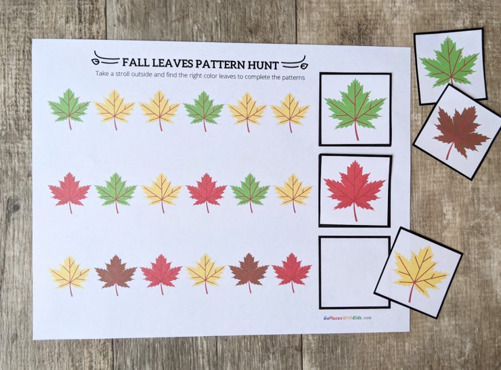 Fall leaf pattern sheet filled in with leaf printout