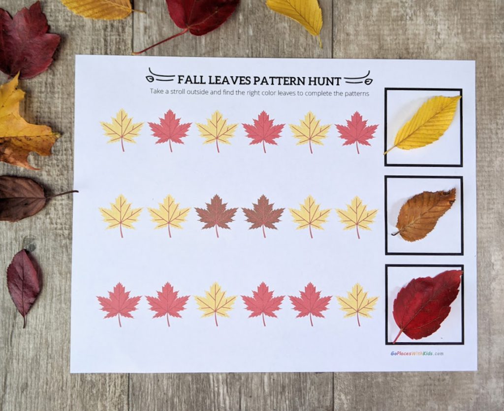 Fall leaf pattern sheet filled in with leaves