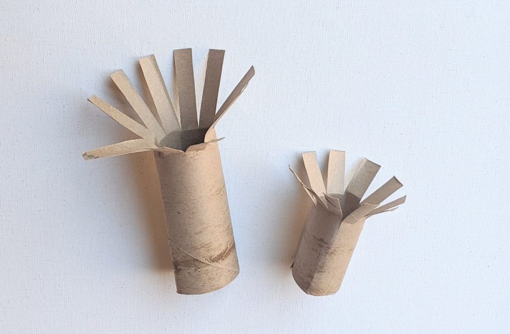 Paper towel roll pieces cut into branches of the cherry tree