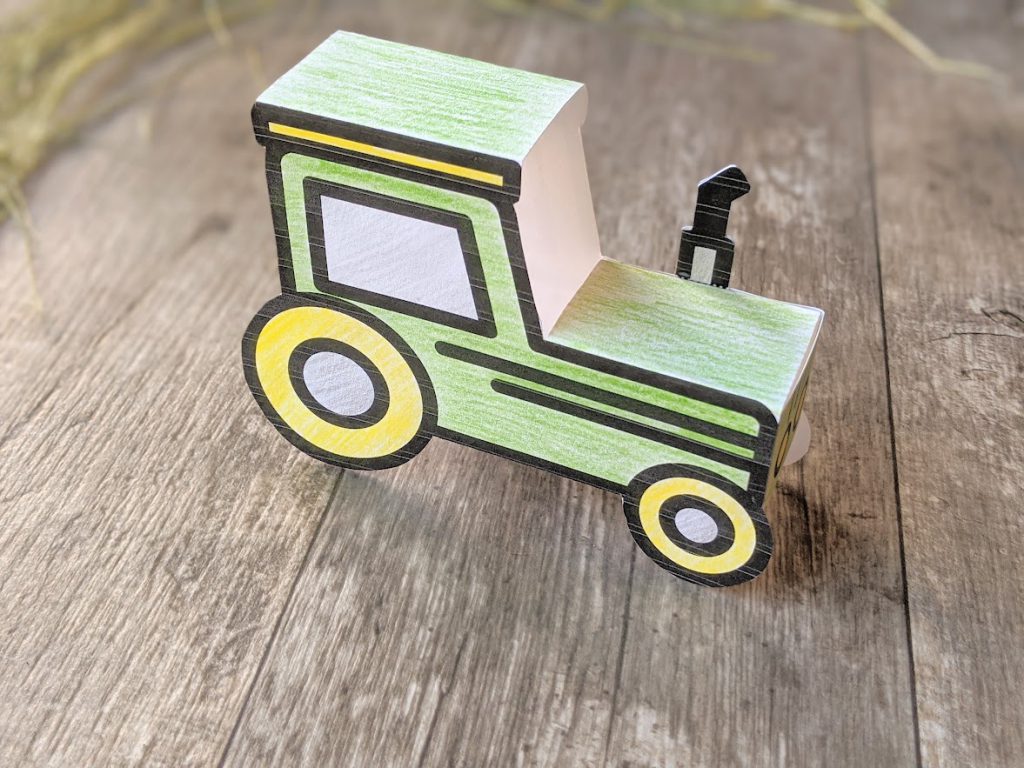 Completed tractor kids craft