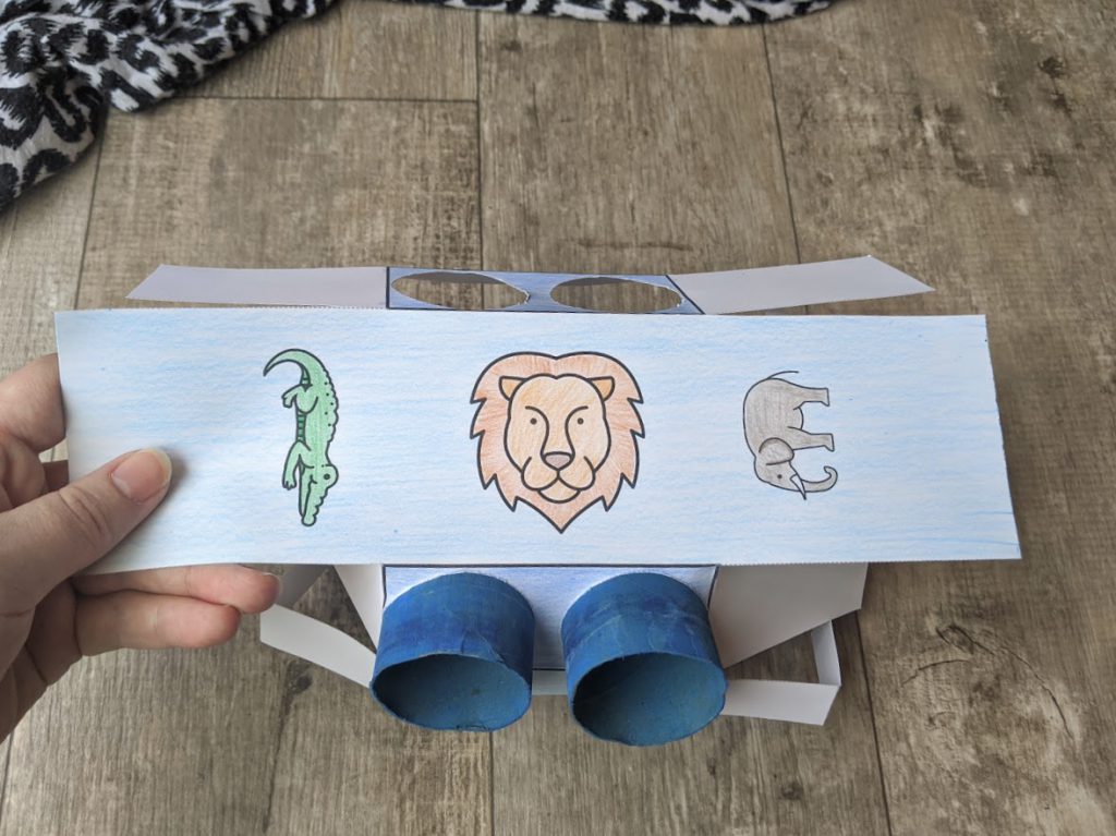Insert the toilet paper rolls into the printable