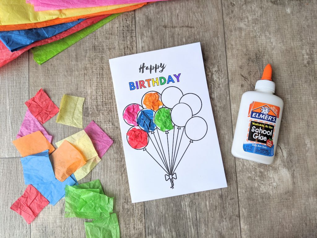 Small pieces of cut tissue paper are used to fill the balloons