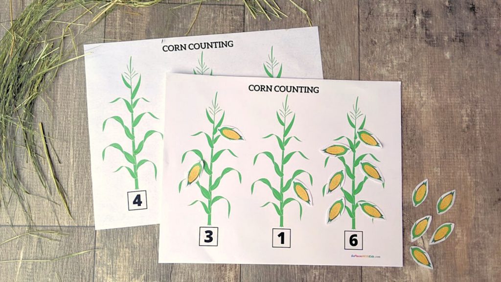 Corn Counting Preschool Activity- with printable - Go Places With Kids