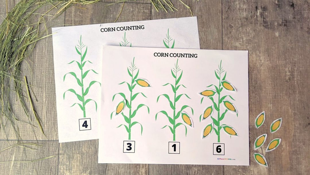 Corn Counting Preschool Activity- with printable - Go Places With Kids
