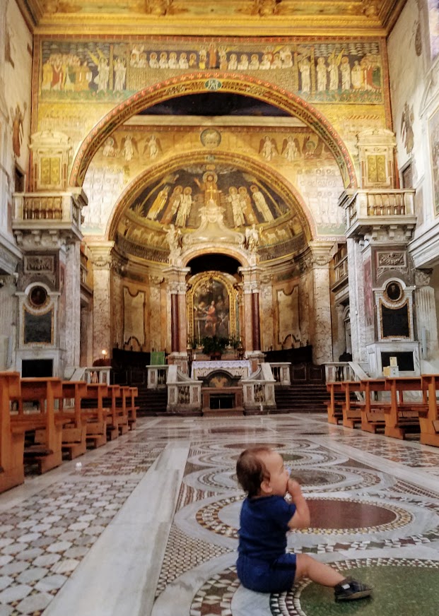 Baby in a cathedral in Italy