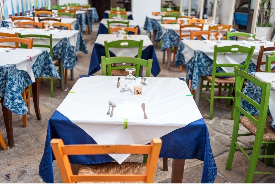 Empty restaurant in Italy