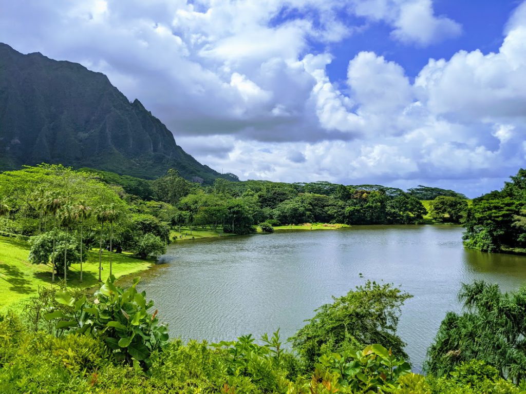 The lake at Hoʻomaluhia Botanical Garden Trails