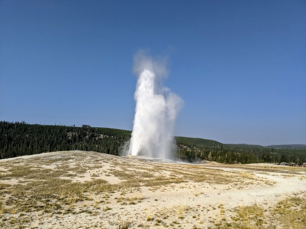 Old Faithful erupting