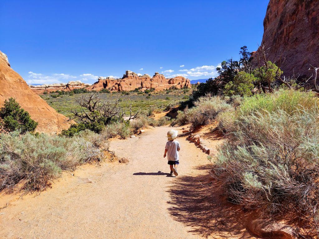 Child hiking in Arches- Arches National Park with Kids