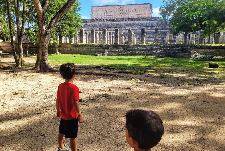 Kids at Chichen Itza