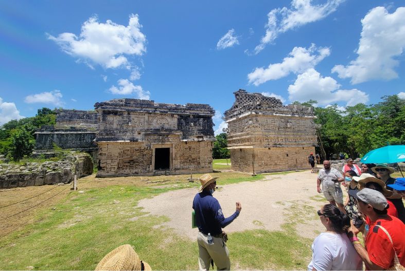 Guide giving a tour at Chichen Itza