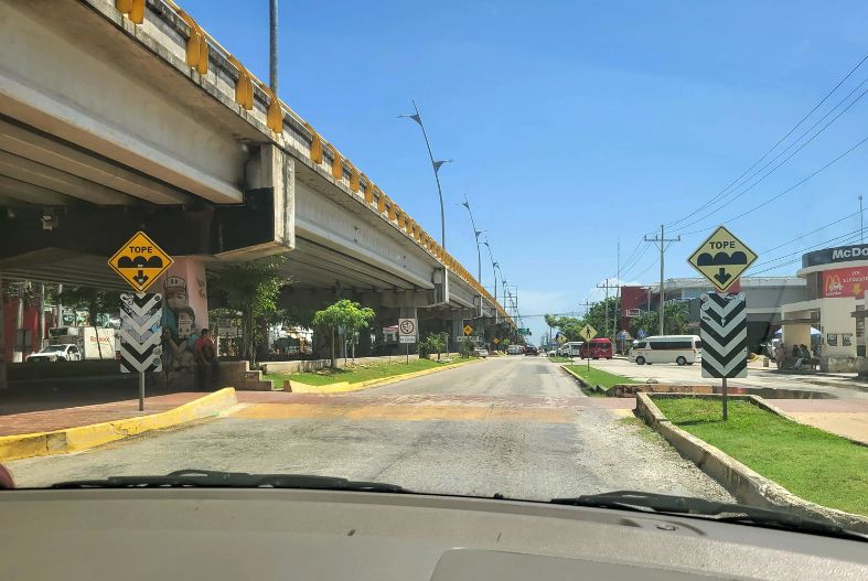 Speed bump when driving in the Yucatan