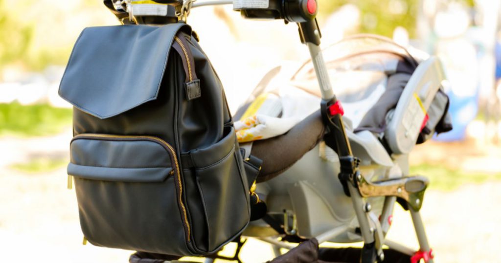 Diaper bag attached to a stroller