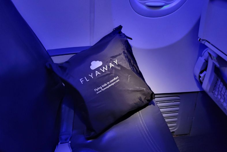 Flyaway Kids Bed on plane