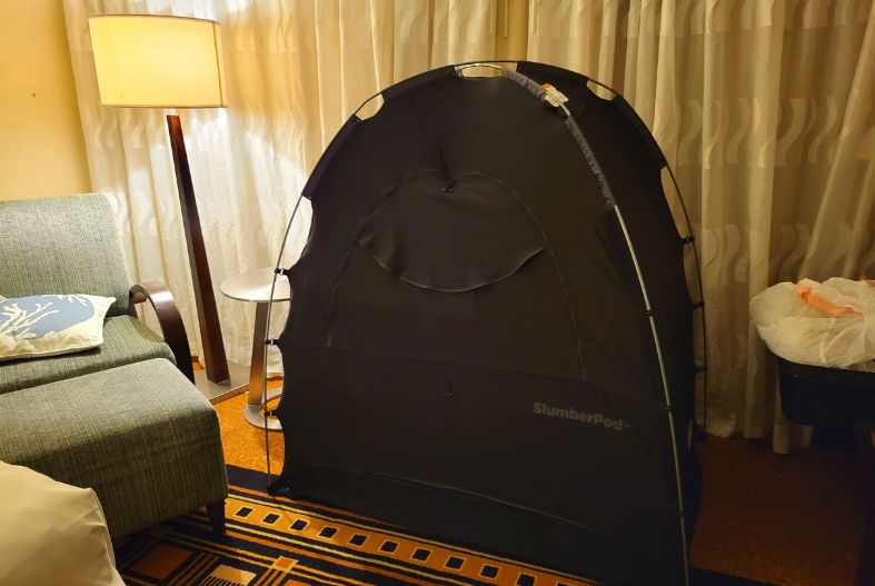 SlumberPod in hotel room