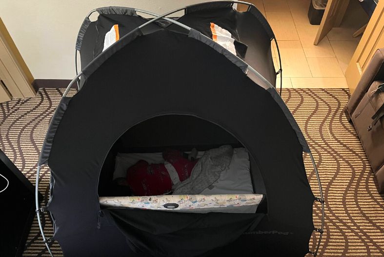 Toddler sleeping in a SlumberPod