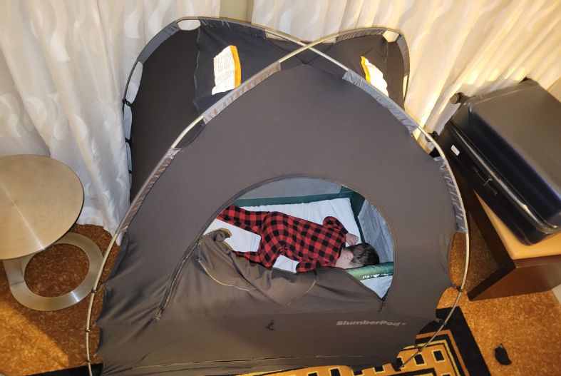 Toddler sleeping in a SlumberPod