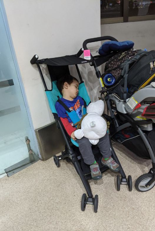 Child sleeping in a gb Pockit stroller