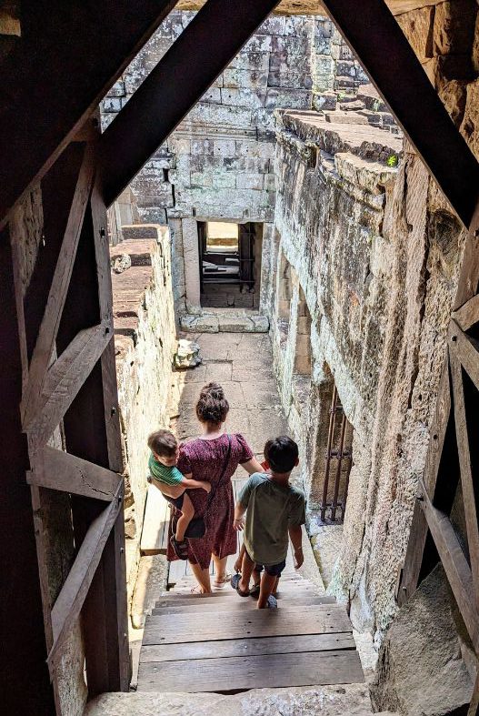 Family inside Bayon Temple, Siem Reap