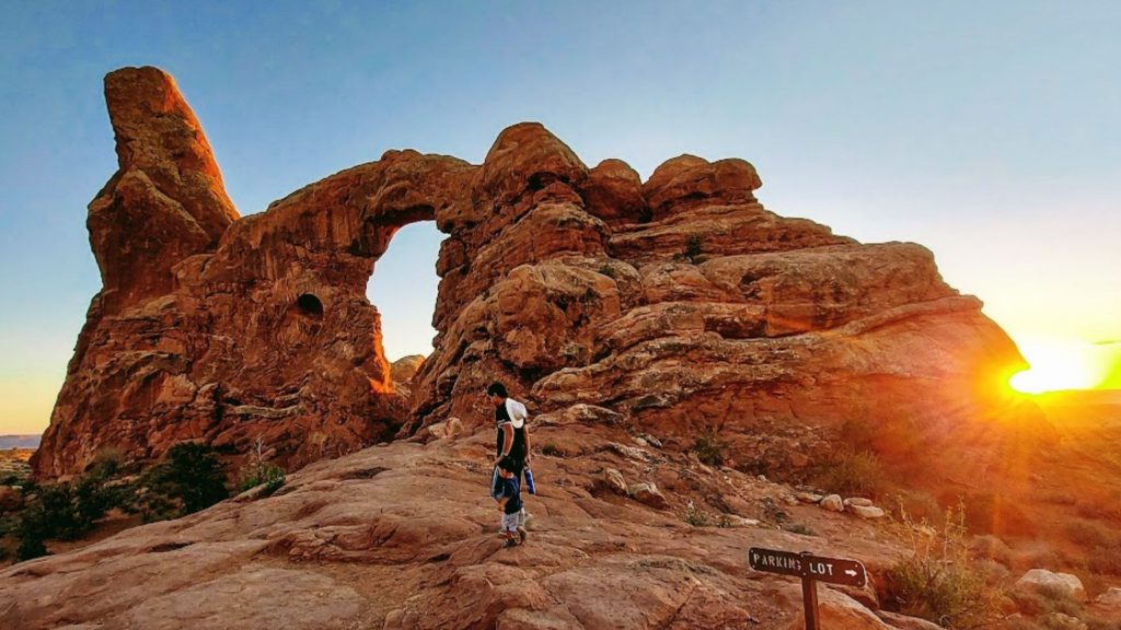 Family at Turret Arch- Arches National Park with Kids