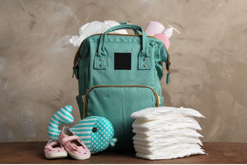 Diaper bag with contents