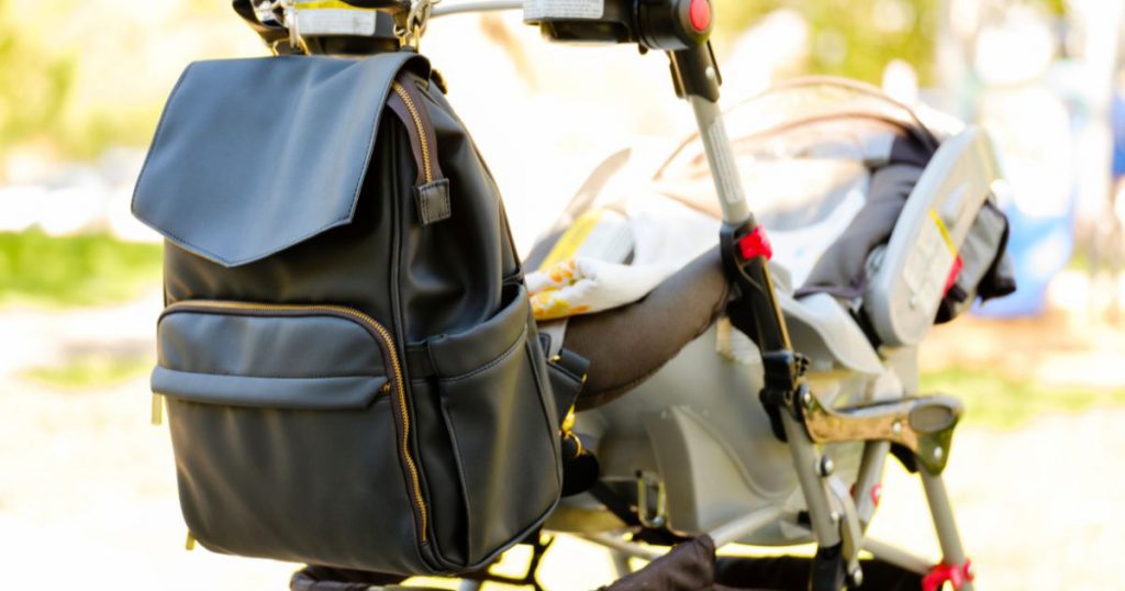 Diaper bag attached to a stroller