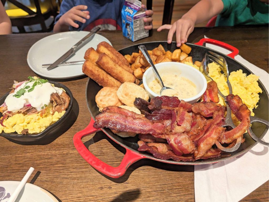 Family style breakfast at the hotel restaurant